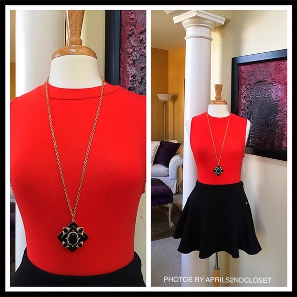 OLIVIA WELLES LONG BLACK PAVE CRYSTAL NECKLACE A2C - Picture 3 of 8